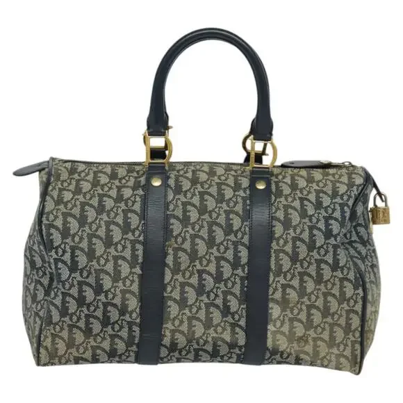 DIOR Trotter Canvas Boston Bag Navy Gold - Picture 3 of 12